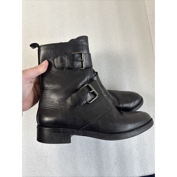 Emanuele Crasto boots Woman 39 EU 9 black Leather Double Buckle Italian Combat - Picture 13 of 14